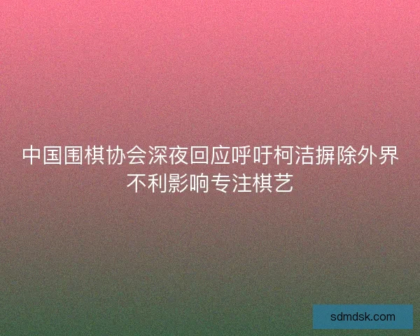 中国围棋协会深夜回应呼吁柯洁摒除外界不利影响专注棋艺